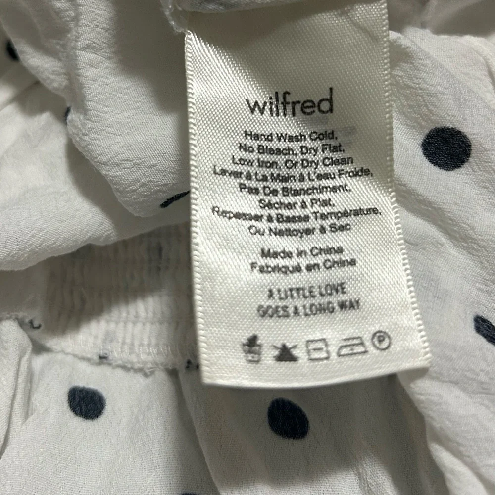 Aritzia - Wilfred White and Black Polka Dot Bow Blouse - Picture 7 of 7